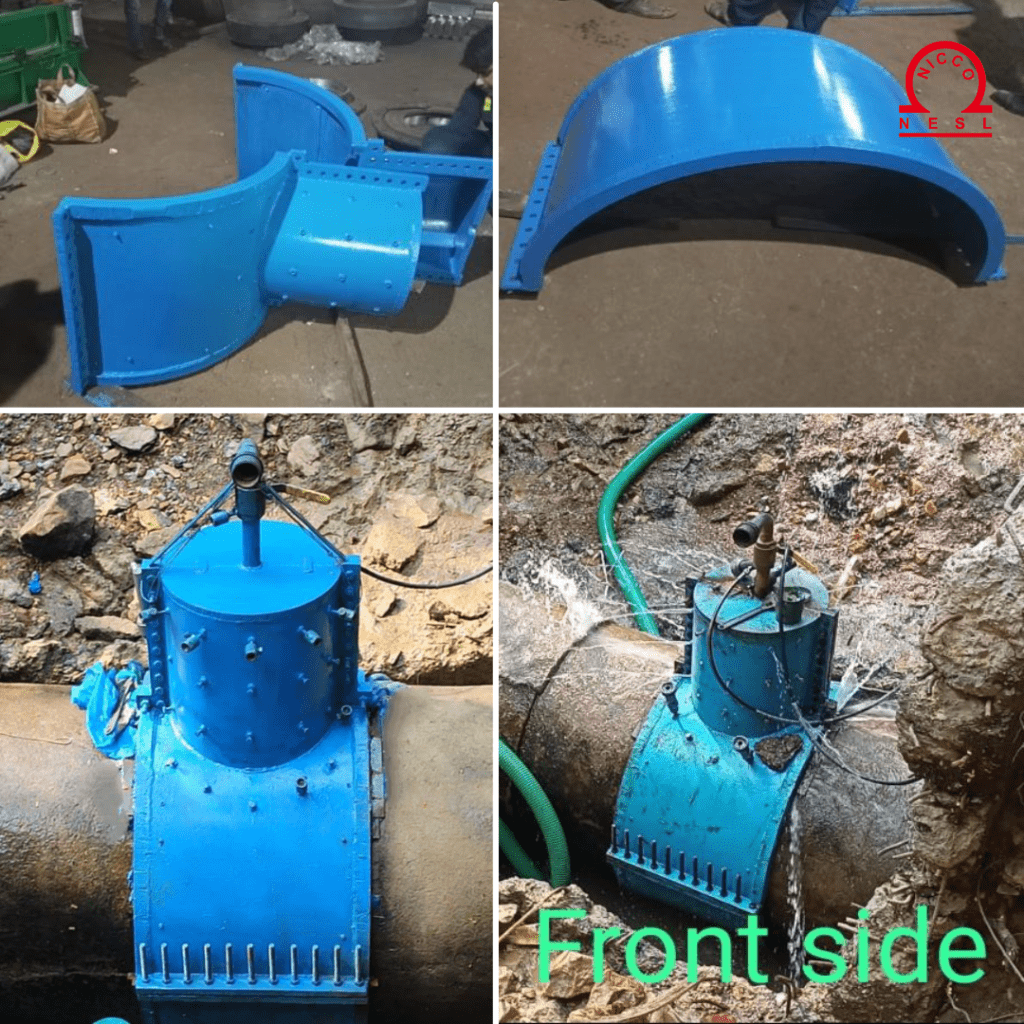 Clamp is mounted on the leaking pipe