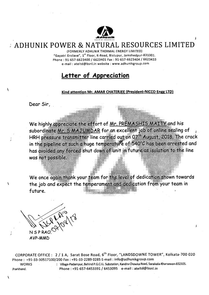 Appreciation letter